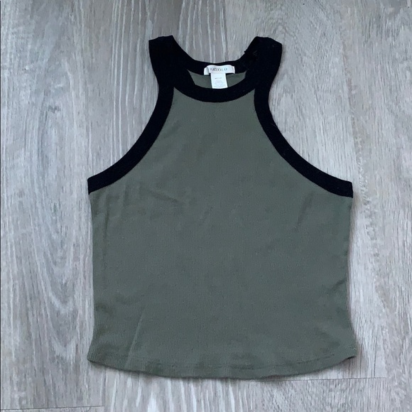 Bozzolo Tops - Olive & Black Crop Tank
